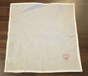 Mark & Graham pair of napkins monogrammed striped white trim red heart A & J (2)